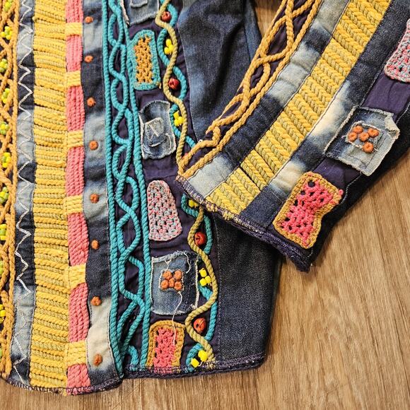 Vtg Coldwater Creek Embroidered Jacket Womens L Patchwork Beaded Artsy Cottage - Picture 4 of 10